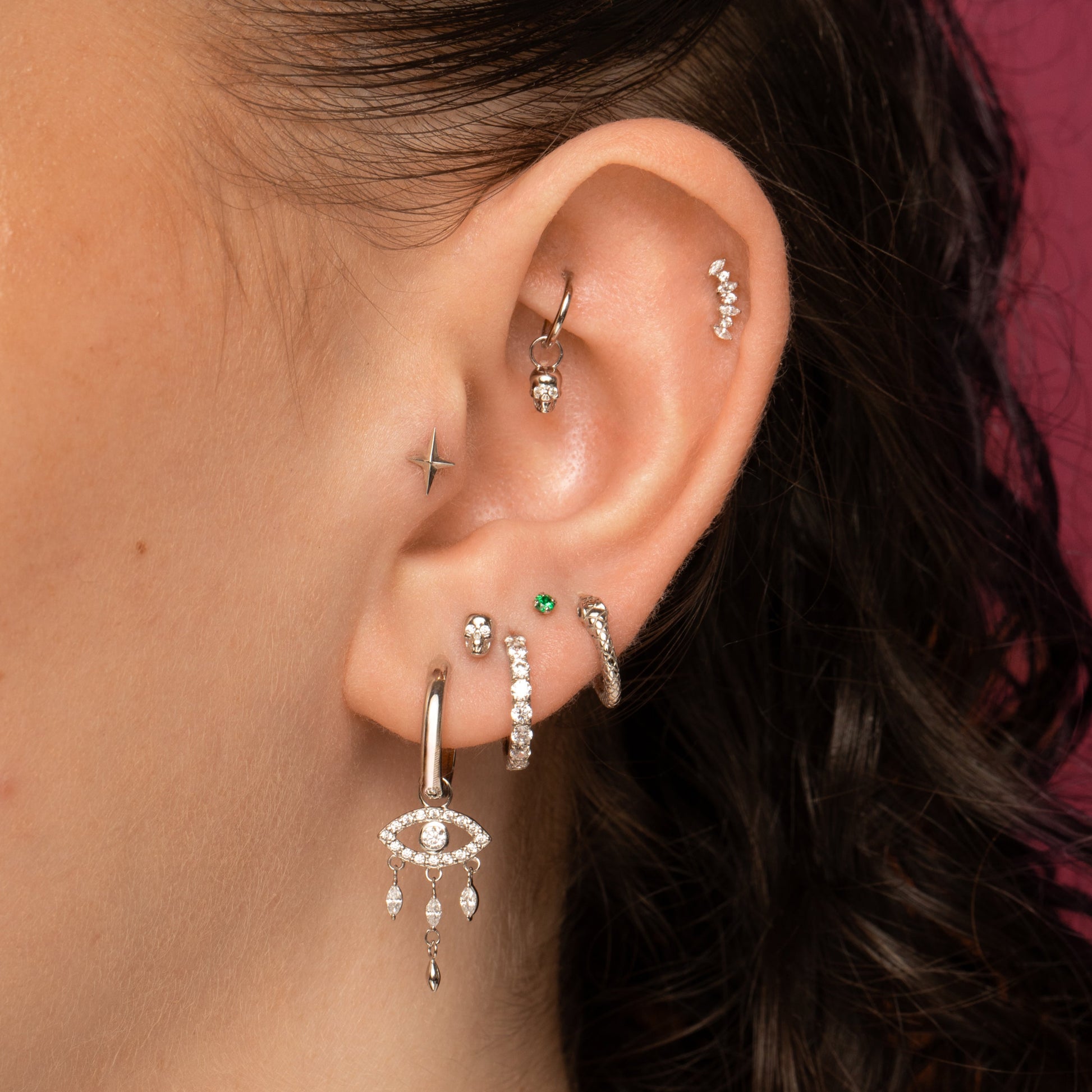 astrid miyu 14k solid white gold Rowena marquise labret stud earring Cartilage Studs Laura Bond