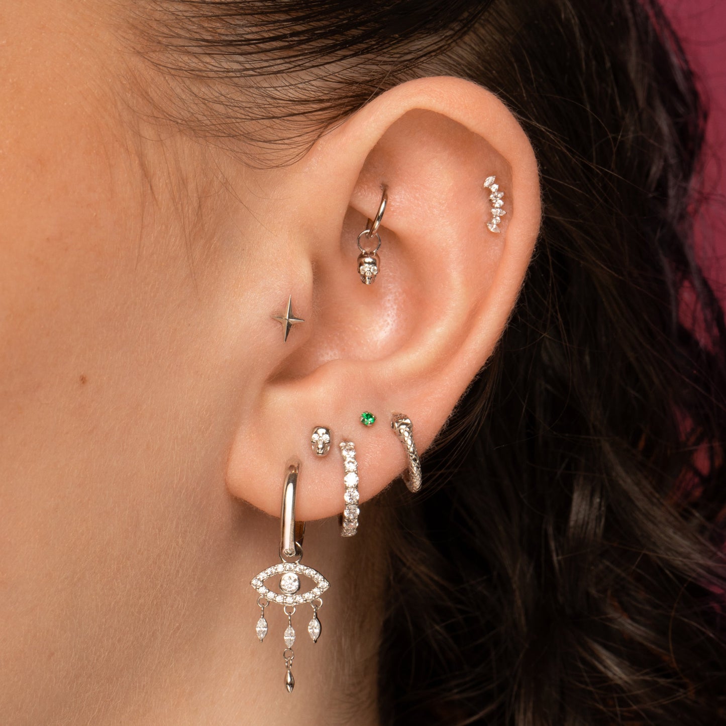 astrid miyu The gothic stacking set - 9k solid white gold flat back labret stud earring set Stacking Sets Laura Bond