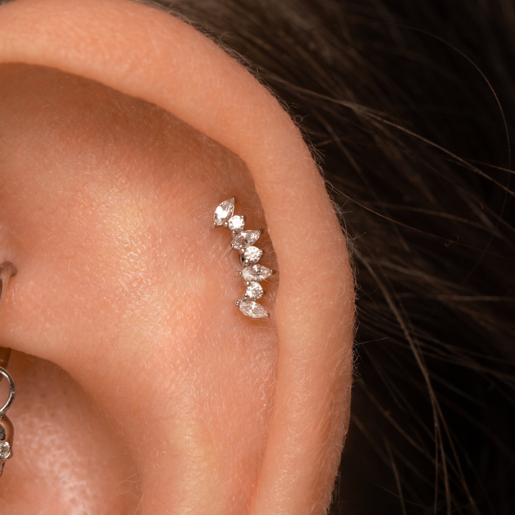 astrid miyu 14k solid white gold Rowena marquise labret stud earring Cartilage Studs Laura Bond