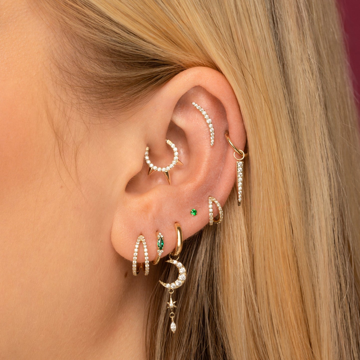 astrid miyu 9k solid yellow gold crystal spike earring charm Chains and Charms Laura Bond