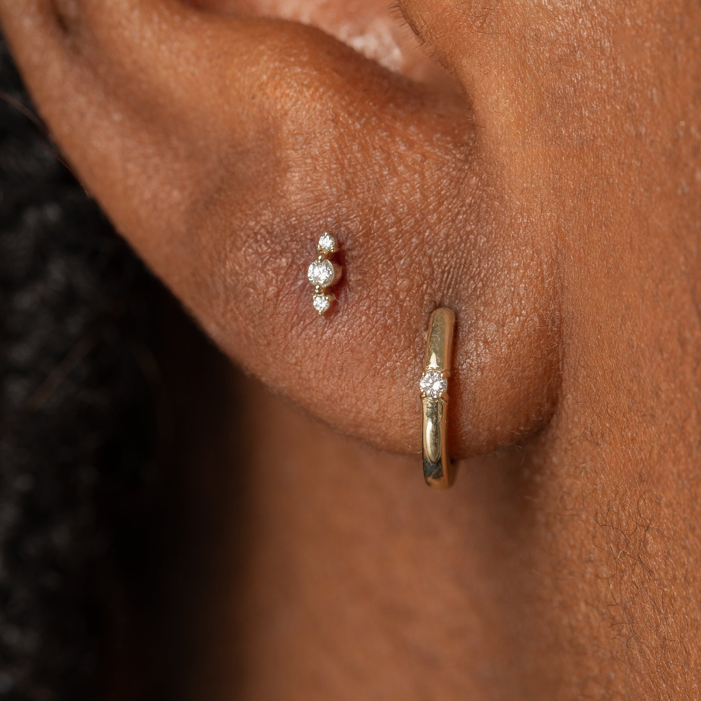 Diamonds by Laura Bond - 14k solid yellow gold Iris flat back labret stud earring Cartilage Studs Laura Bond Maria Tash astrid miyu