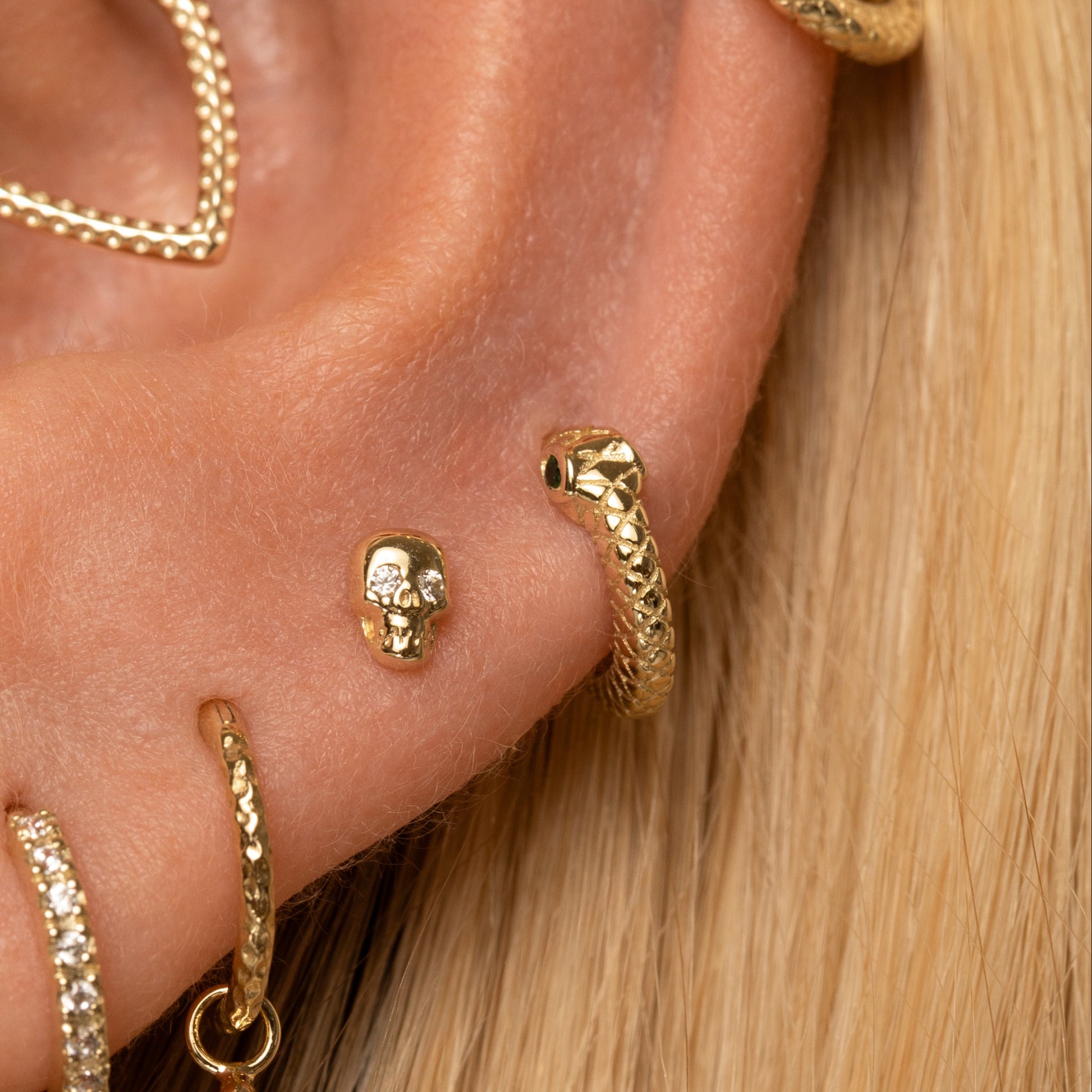 astrid miyu The gothic stacking set - 9k solid yellow gold flat back labret stud earring set Stacking Sets Laura Bond