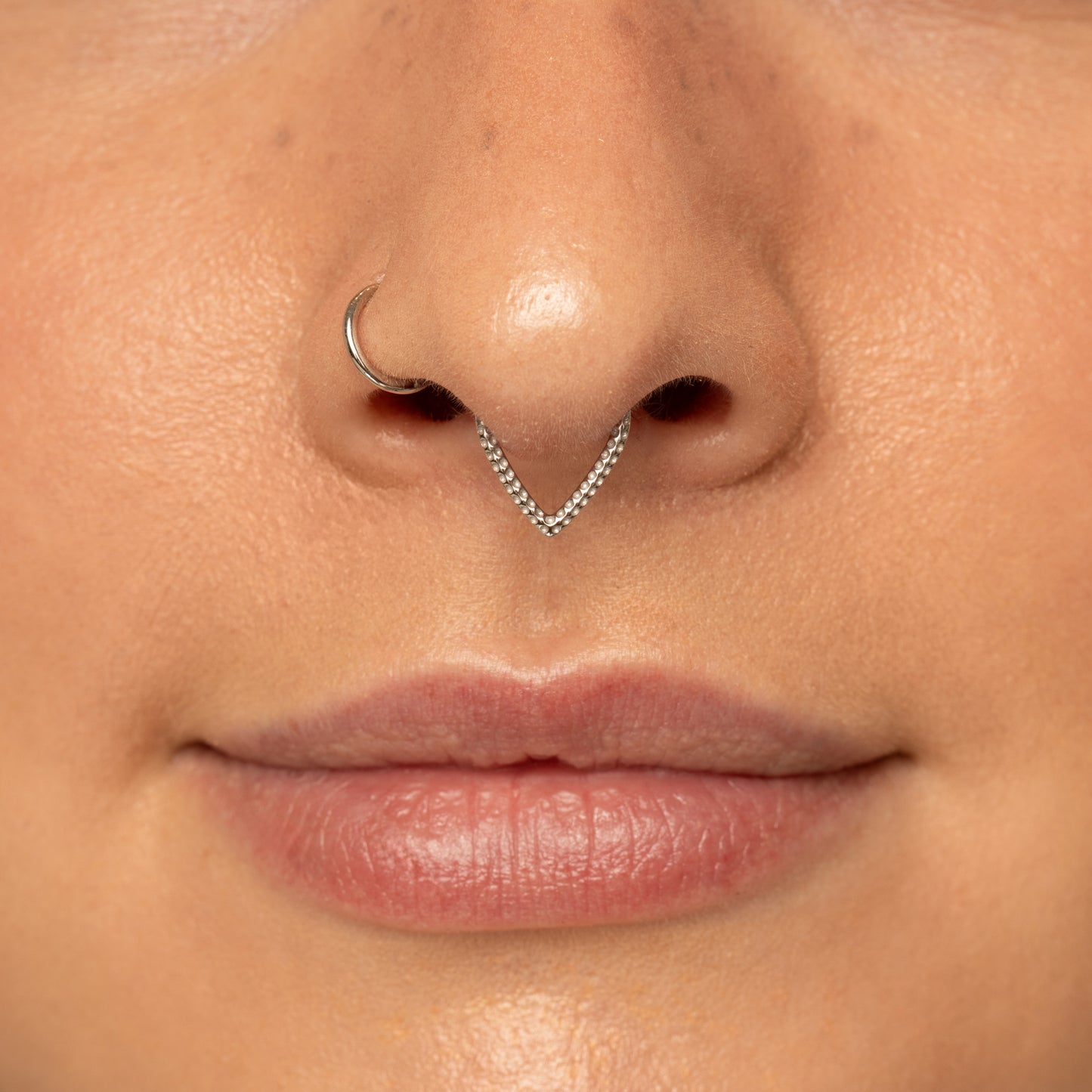 astrid miyu 9k solid white gold Vara textured clicker hoop earring for daith or septum 8mm Huggies and Hoops Laura Bond