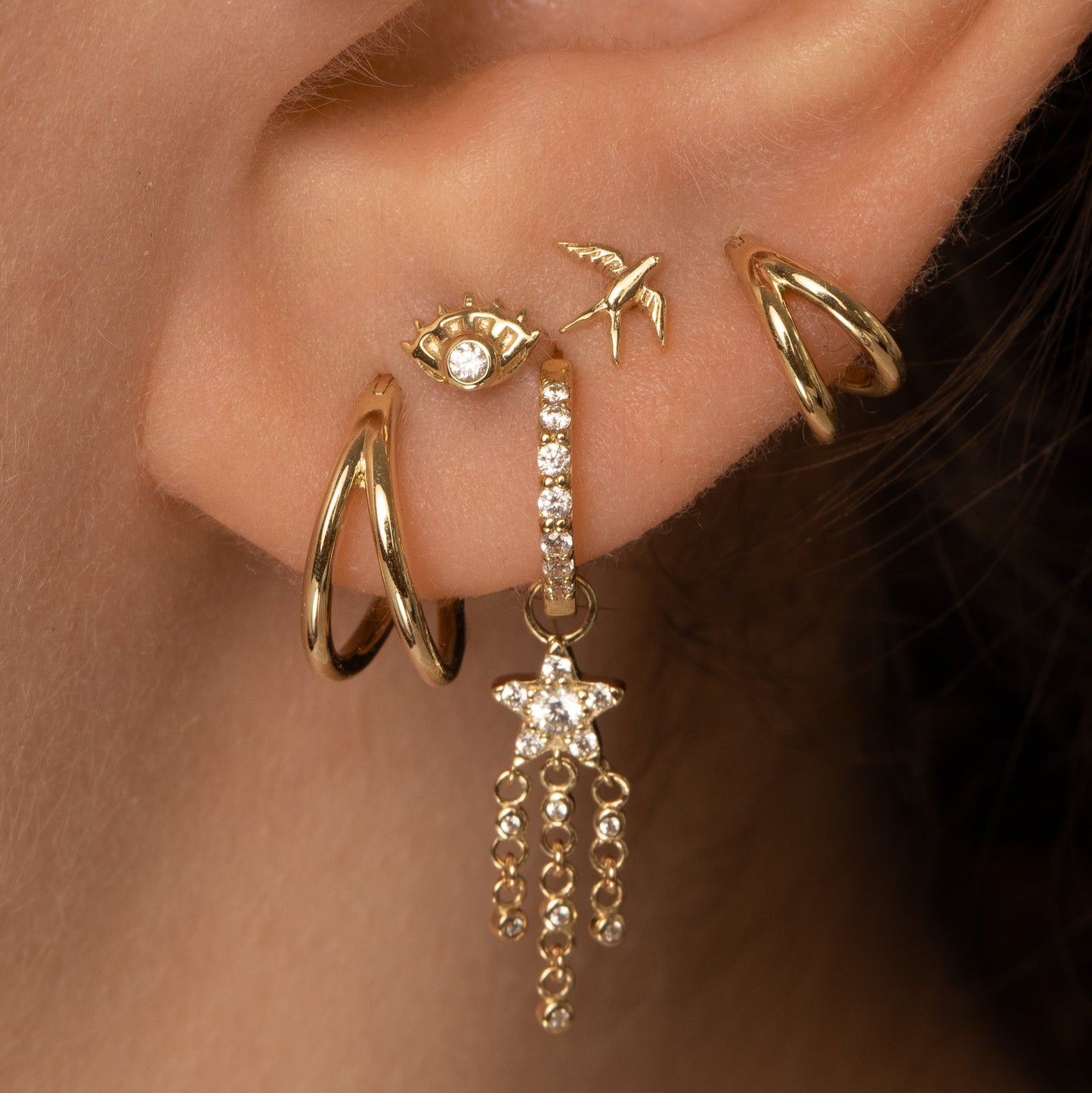 astrid miyu 9k solid yellow gold double clicker hoop earring Huggies and Hoops Laura Bond