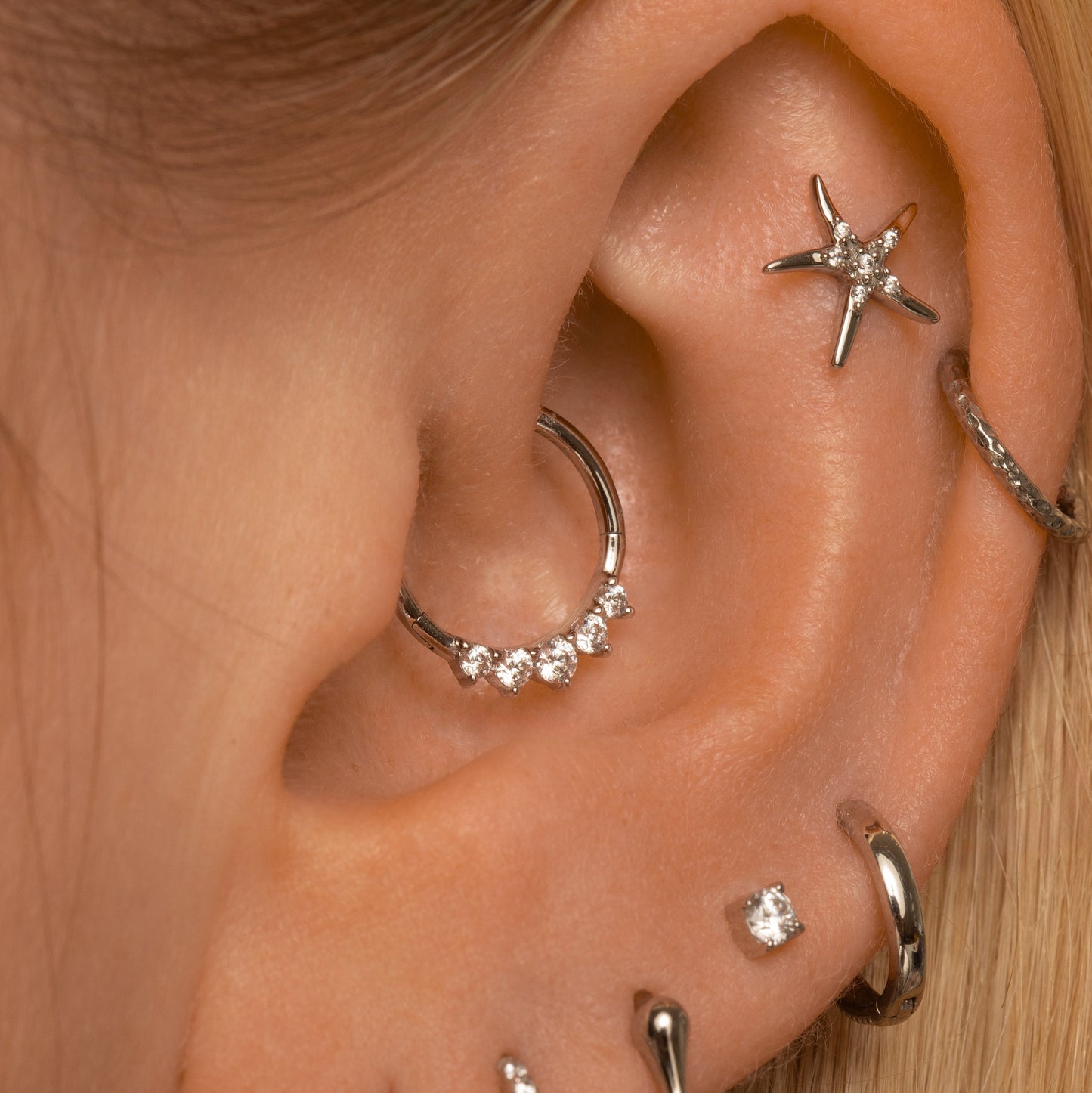 astrid miyu 14k solid white gold Tiara clicker hoop for daith or septum Huggies and Hoops Laura Bond