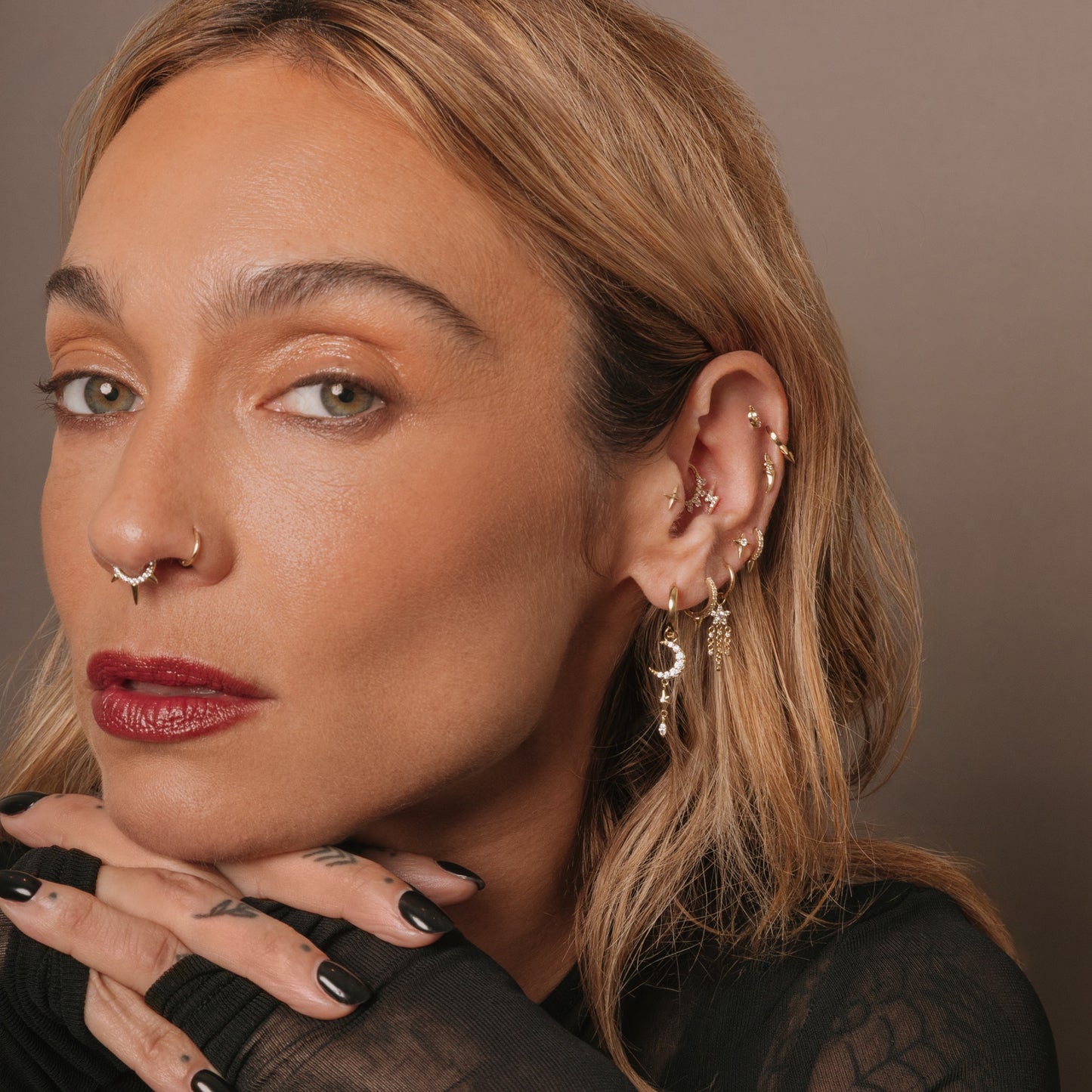 astrid miyu 9k solid yellow gold Luna Glow drop earring charm Chains and Charms Laura Bond