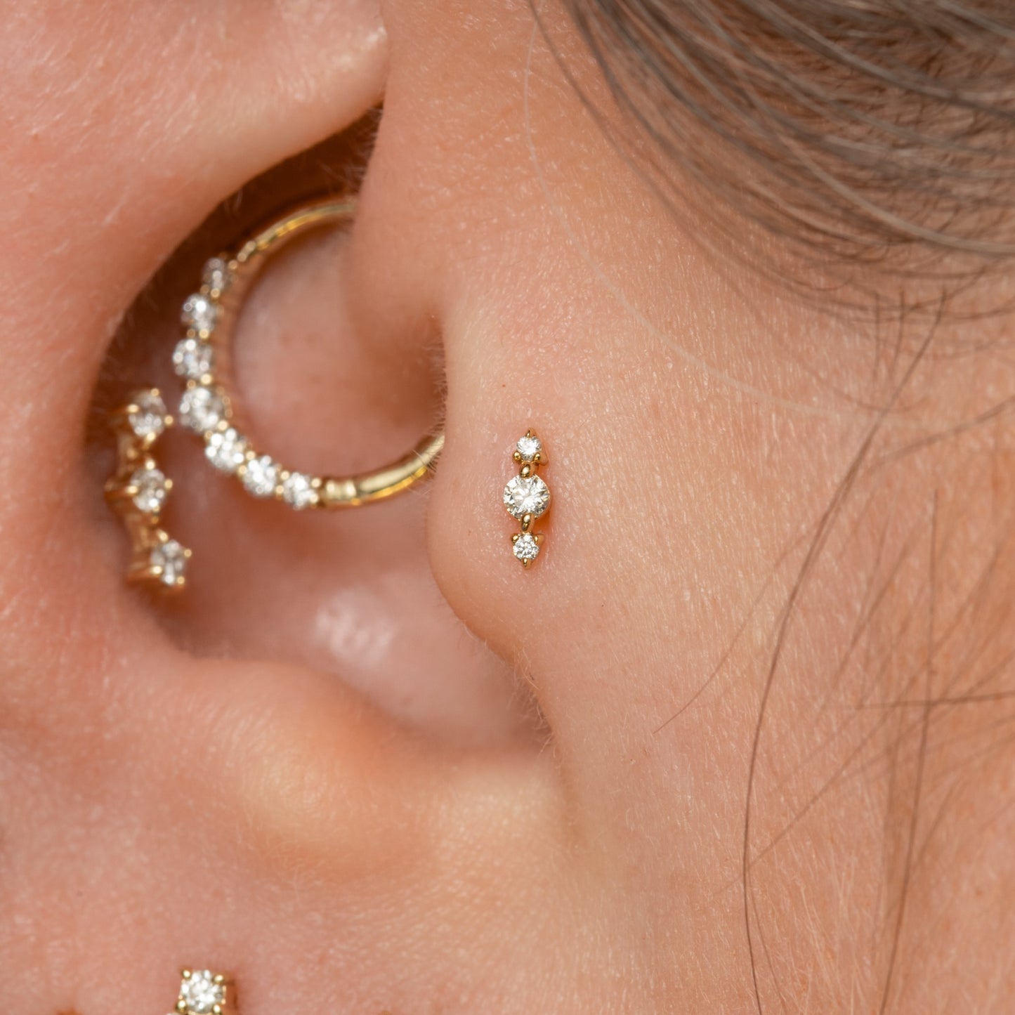 Diamonds by Laura Bond - 14k solid yellow gold Iris flat back labret stud earring Cartilage Studs Laura Bond Maria Tash astrid miyu