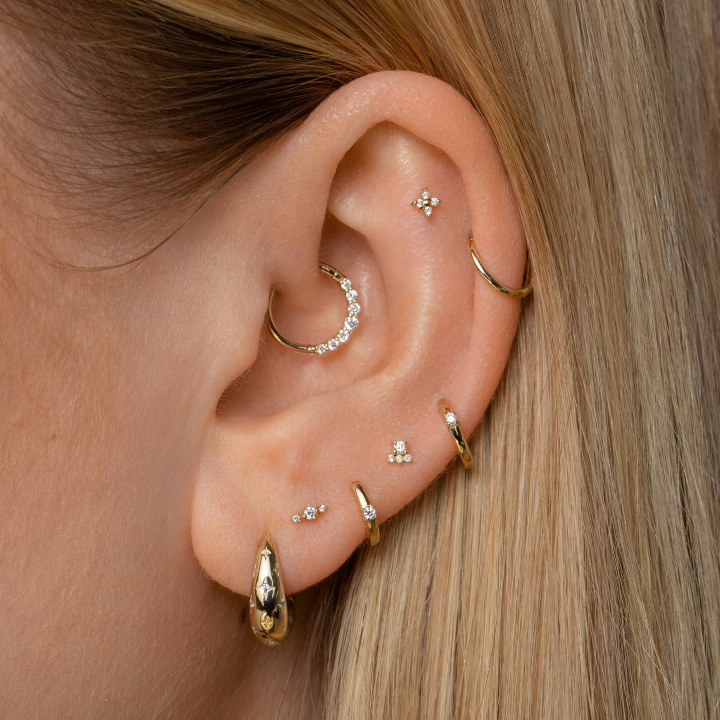 astrid miyu Diamonds by Laura Bond - 14k solid yellow gold Elsie flat back labret stud earring Cartilage Studs Laura Bond