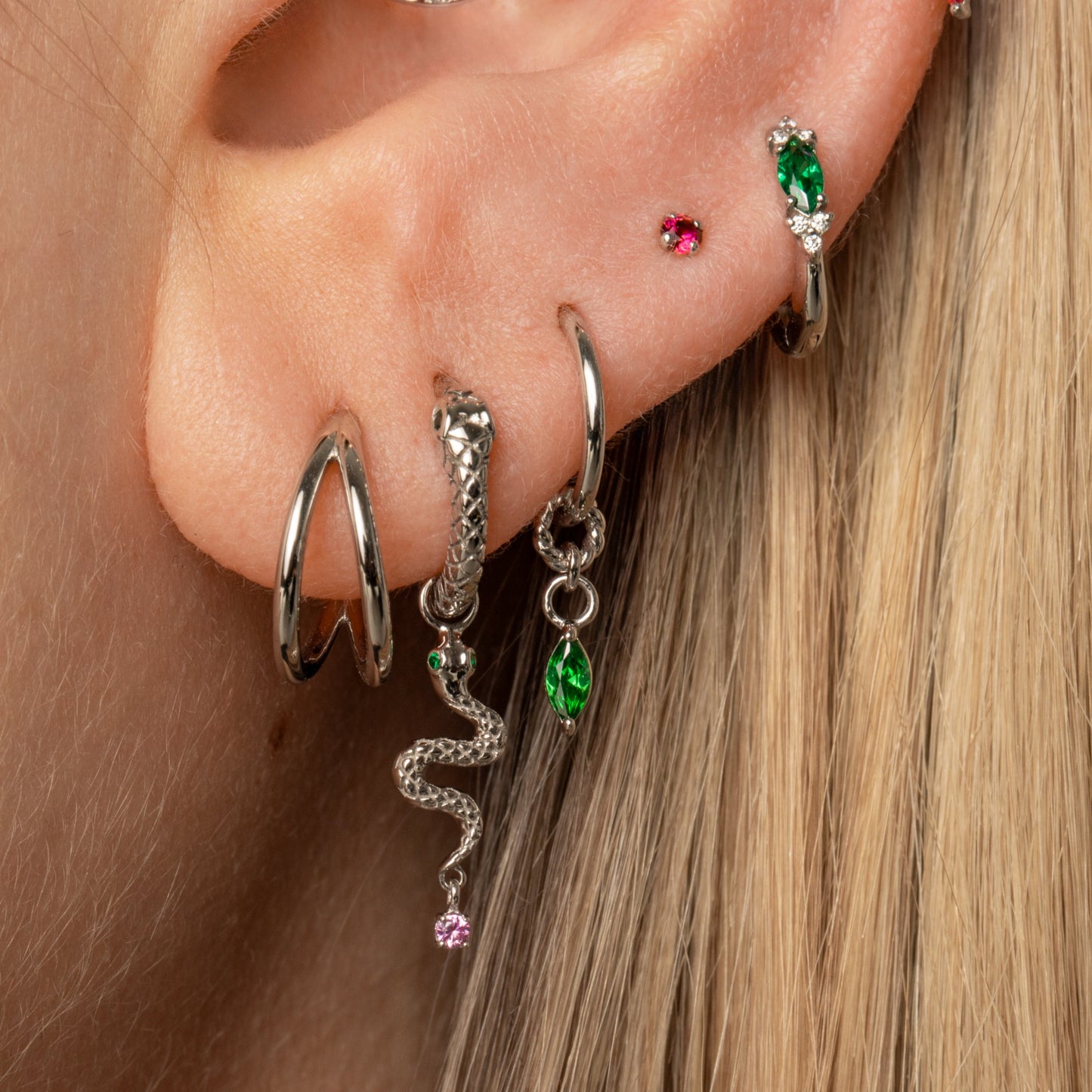 astrid miyu 9k solid white gold Ivy marquise 8mm huggie hoop earring Huggies and Hoops Laura Bond