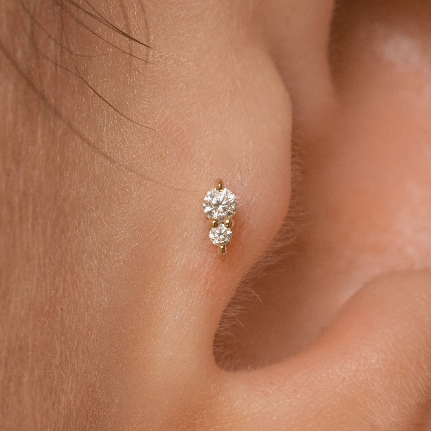 astrid miyu 14k solid yellow gold Sunlit flat back labret stud earring 8mm Cartilage Studs Laura Bond