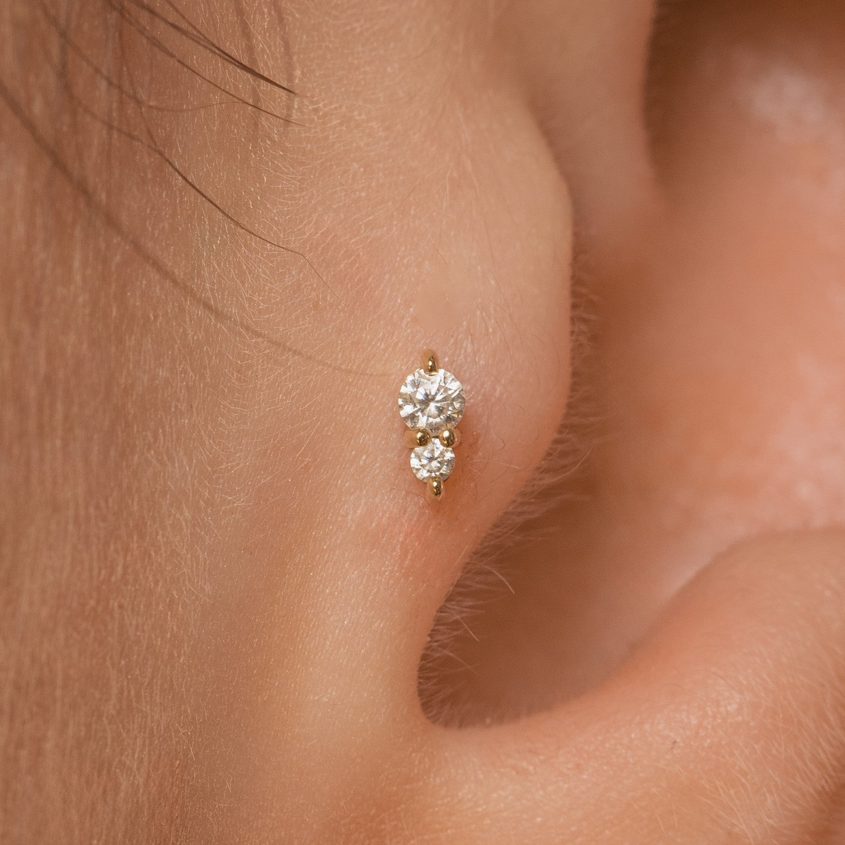 astrid miyu The Elara stacking set - 9k solid yellow gold flat back labret stud earring set Stacking Sets Laura Bond