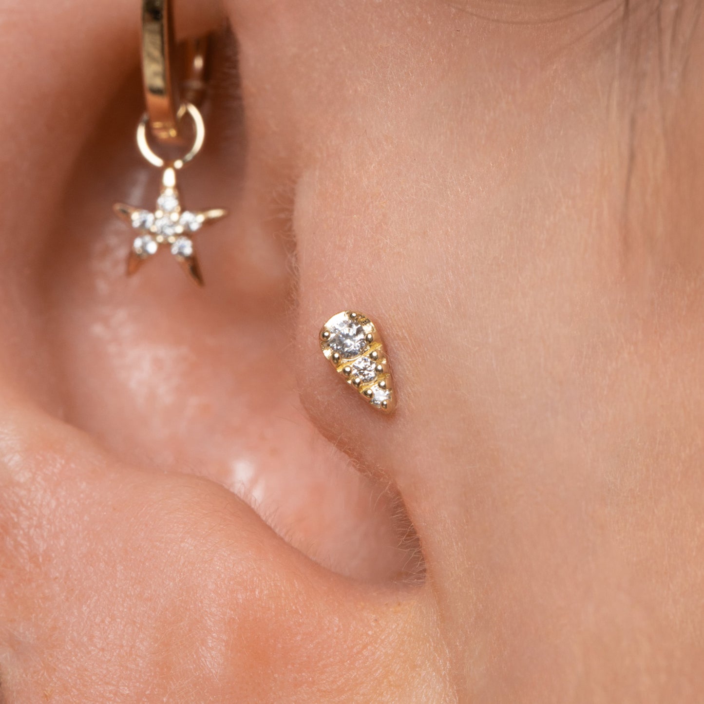 astrid miyu 9k solid yellow gold Spiral flat back labret stud earring Cartilage Studs Laura Bond