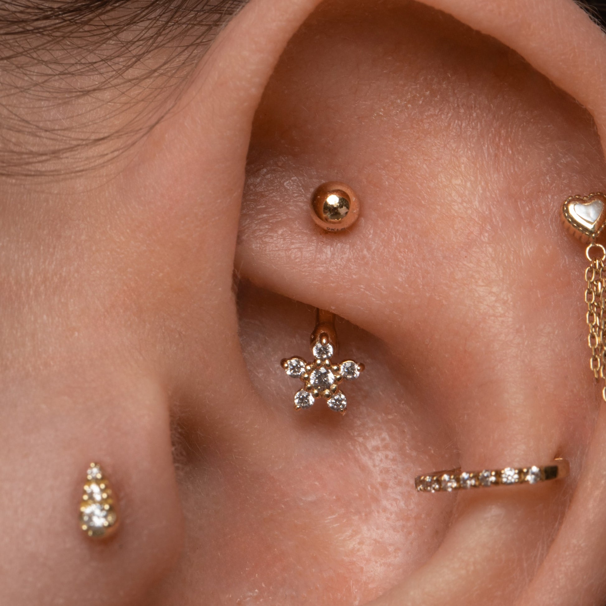 astrid miyu 9k solid yellow gold Daisy Flower banana bar Banana Bars Laura Bond