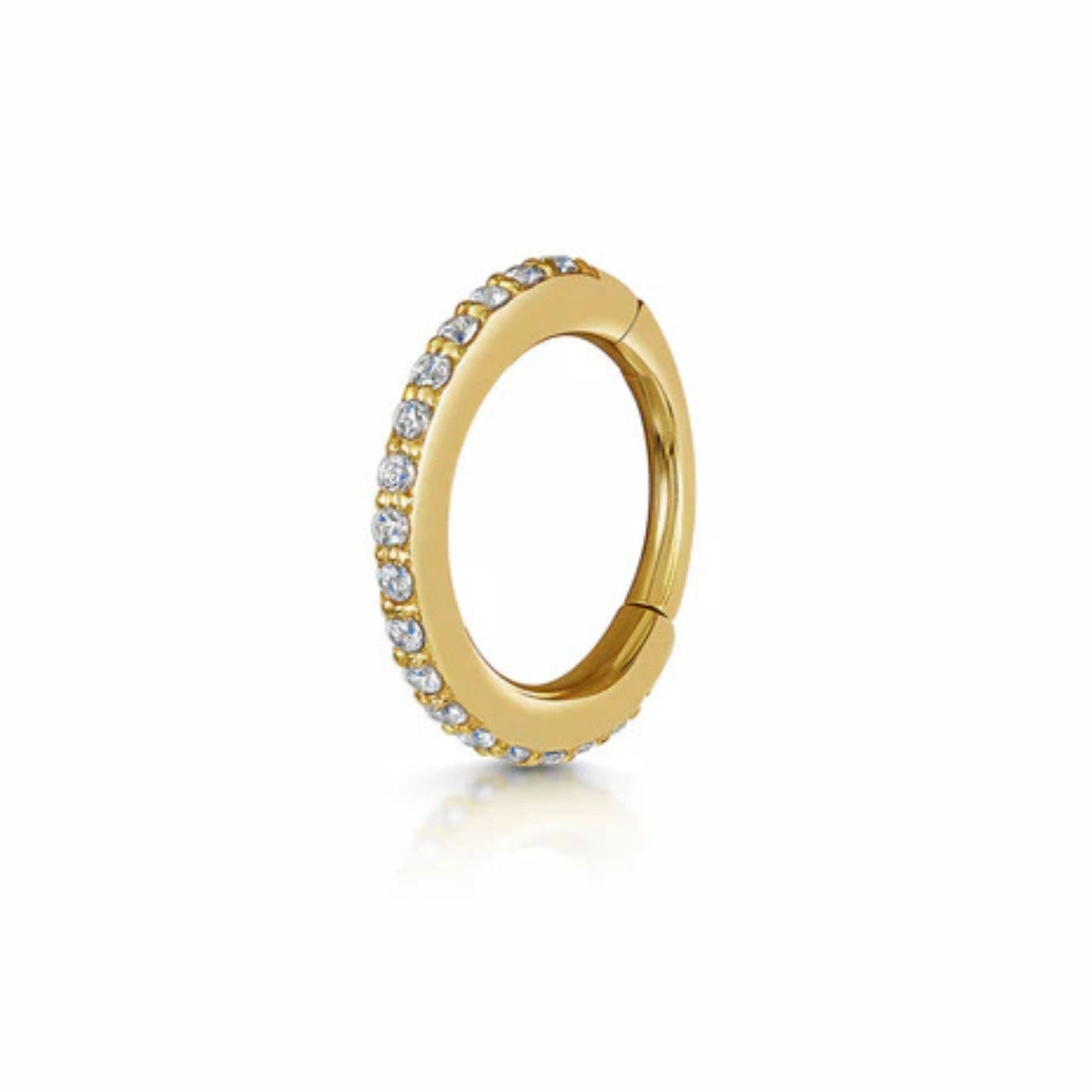 9k solid yellow gold crystal clicker hoop earring Huggies and Hoops Laura Bond Maria Tash astrid miyu