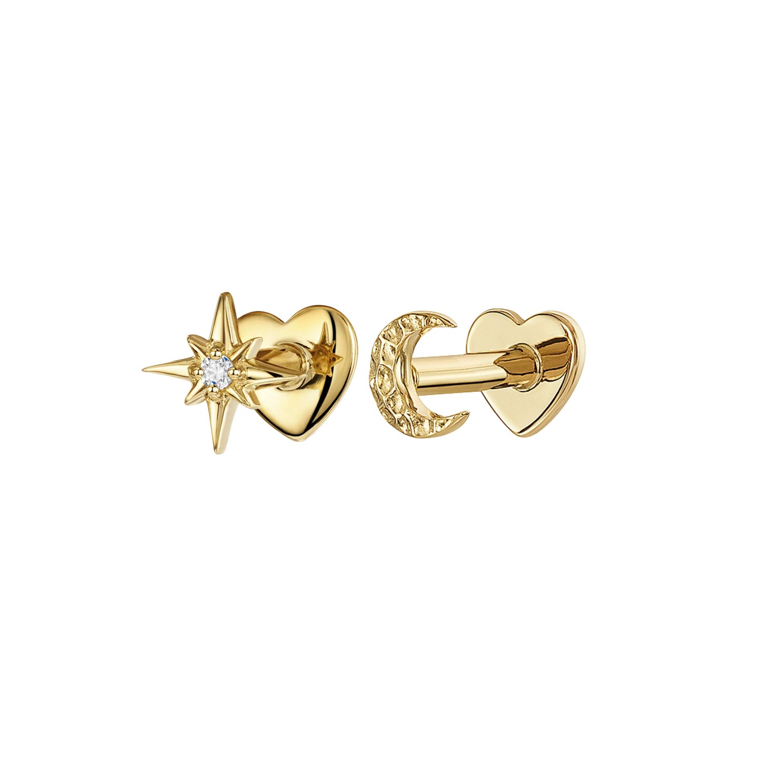 astrid miyu The twilight stacking set - 9k solid yellow gold flat back labret stud earring set Stacking Sets Laura Bond