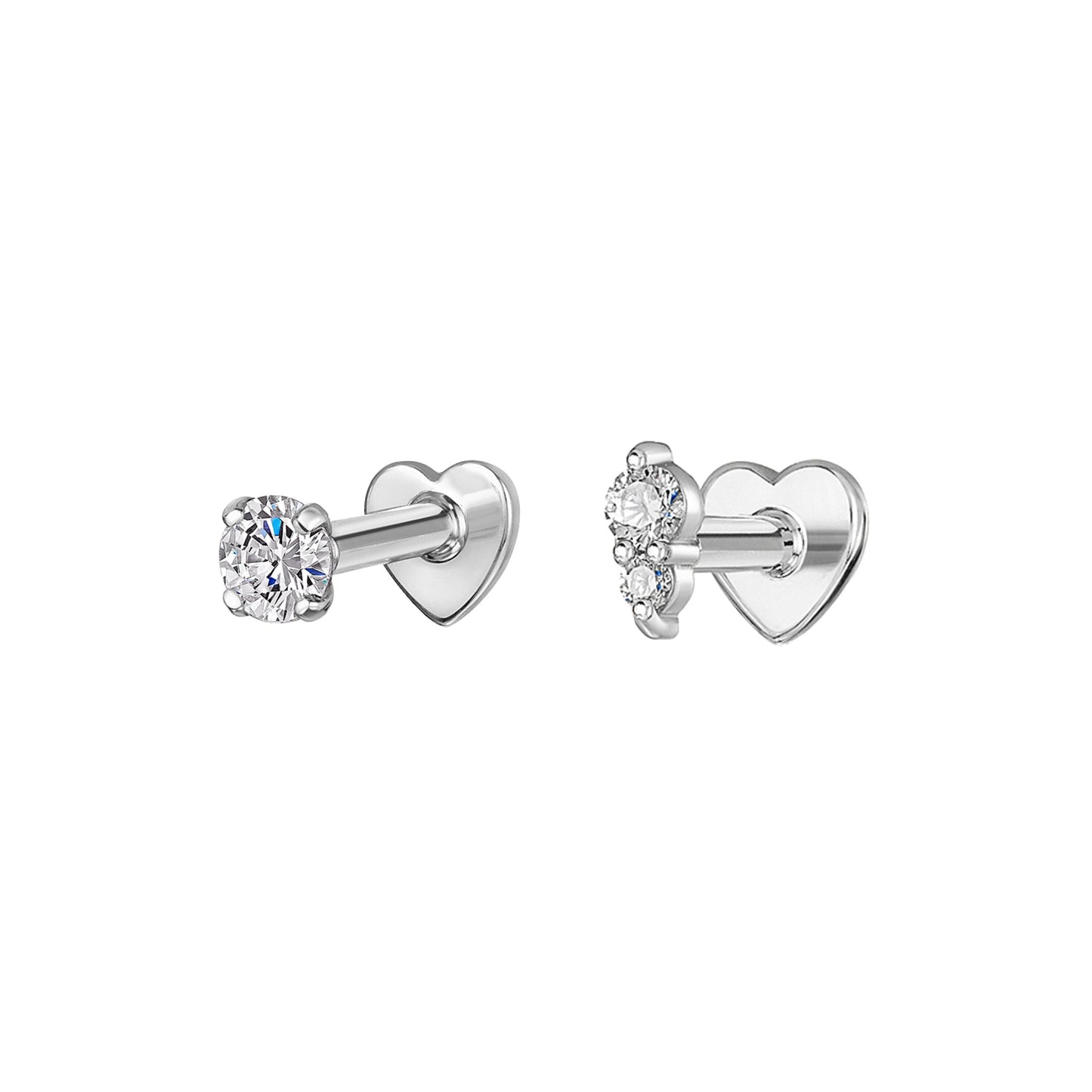 astrid miyu The Elara stacking set - 9k solid white gold flat back labret stud earring set Stacking Sets Laura Bond