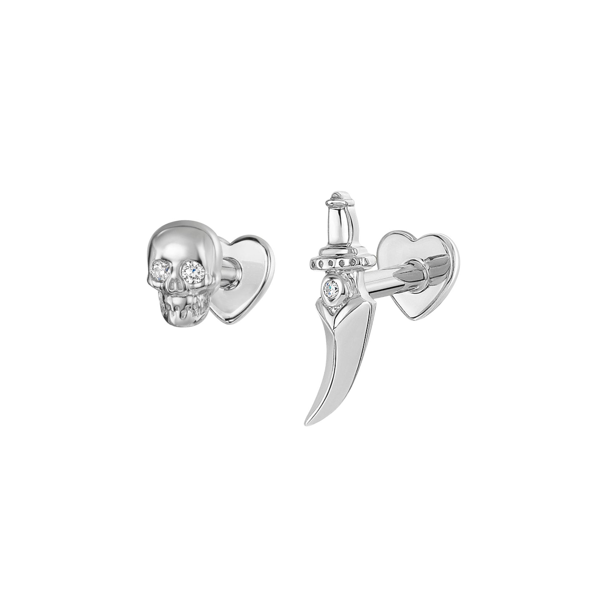 astrid miyu The gothic stacking set - 9k solid white gold flat back labret stud earring set Stacking Sets Laura Bond