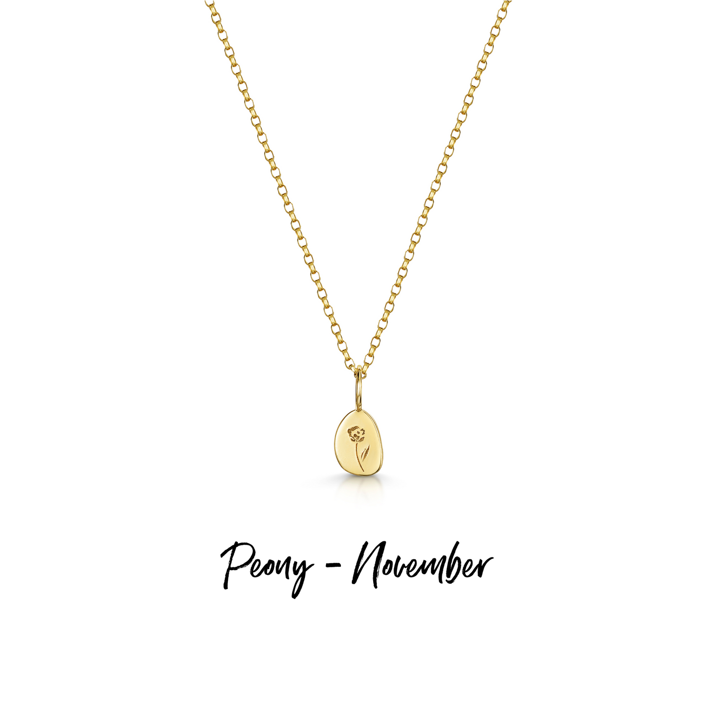 9k solid yellow gold tiny birth flower pebble necklace pendant