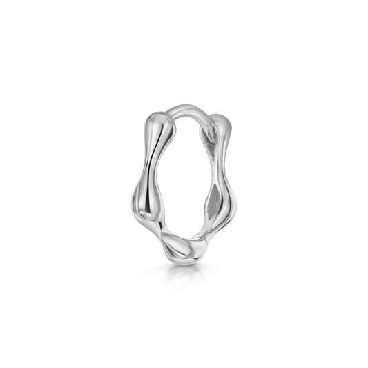 astrid miyu 9k solid white gold Wave huggie hoop earring 8mm Huggies and Hoops Laura Bond