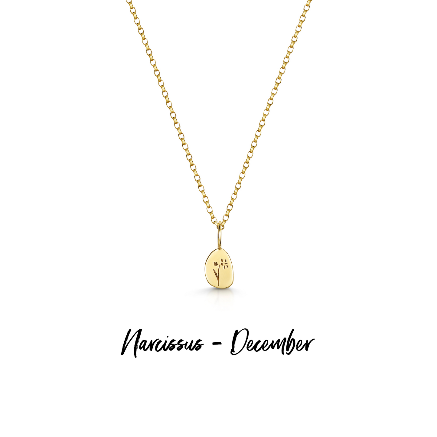 9k solid yellow gold tiny birth flower pebble necklace pendant