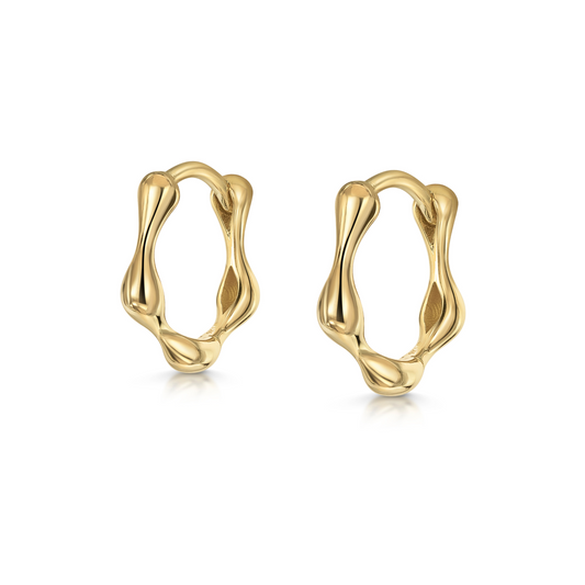 astrid miyu 9k solid yellow gold Wave huggie hoop earring pair 8mm Earring Pairs Laura Bond