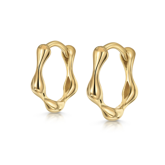 astrid miyu 9k solid yellow gold Wave huggie earring pair 10mm Earring Pairs Laura Bond