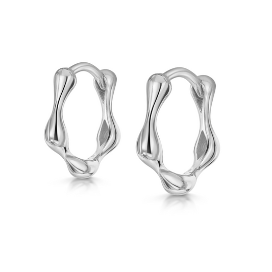 astrid miyu 9k solid white gold Wave huggie earring pair 10mm Earring Pairs Laura Bond