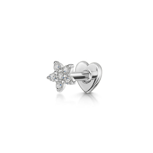 astrid miyu 14k solid white gold dainty Daisy flat back labret stud earring Cartilage Studs Laura Bond