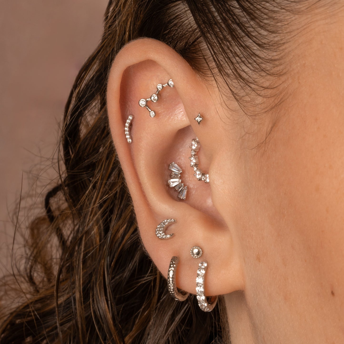 14k solid white gold mini Bouton flat back labret stud earring 8mm Cartilage Studs Laura Bond Maria Tash astrid miyu