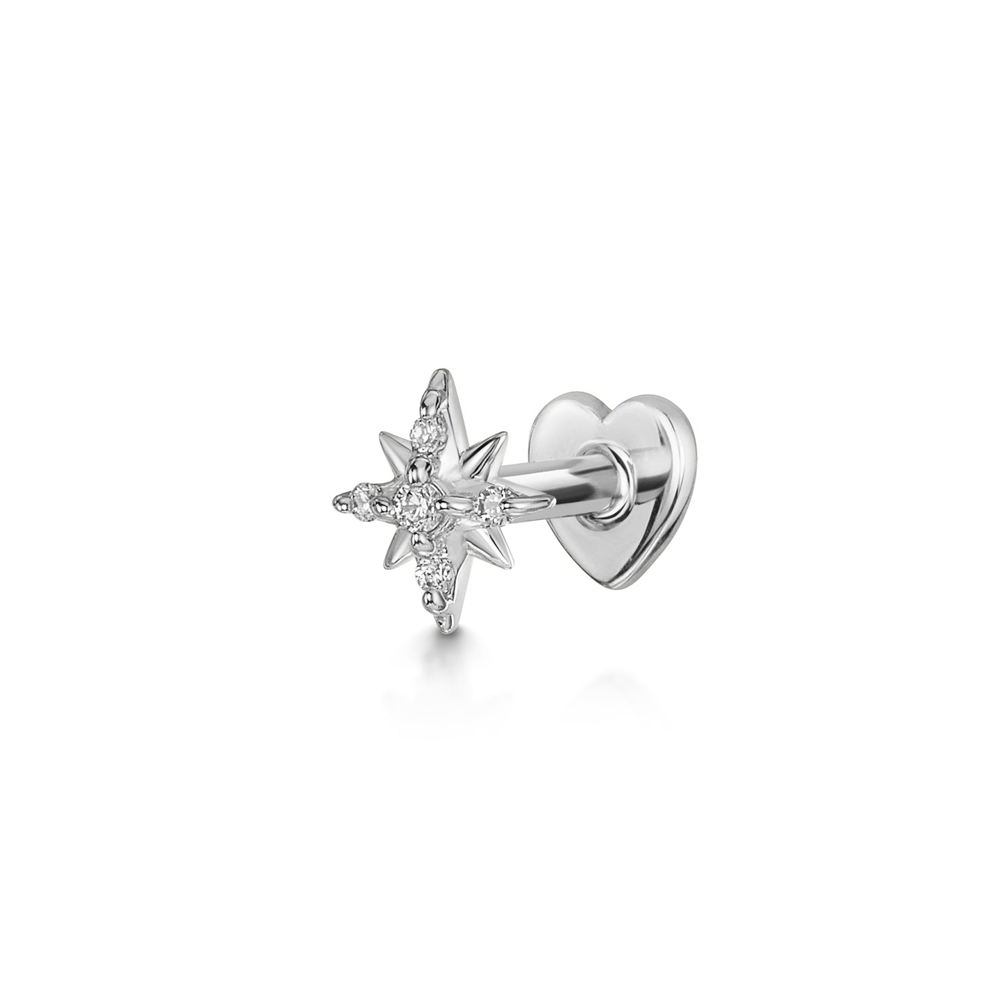 astrid miyu 9k solid white gold Stella North Star flat back labret stud earring Cartilage Studs Laura Bond