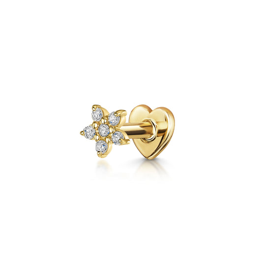 astrid miyu 9k solid yellow gold dainty Daisy flat back labret stud earring Cartilage Studs Laura Bond