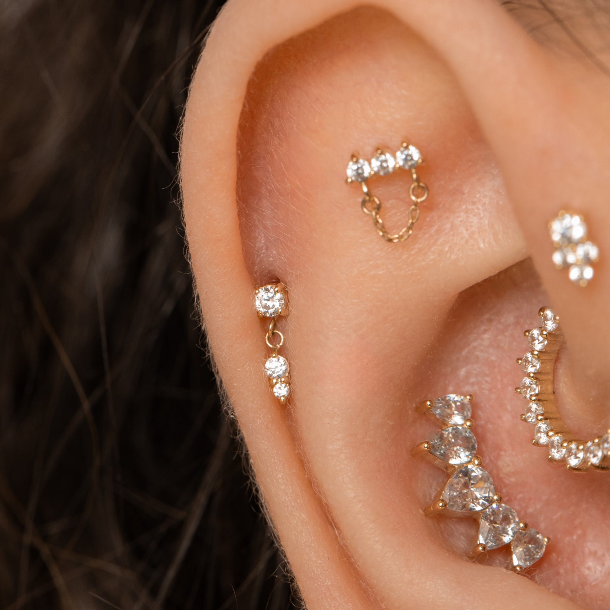 astrid miyu 14k solid yellow gold Drops of Jupiter flat back labret stud earring Cartilage Studs Laura Bond