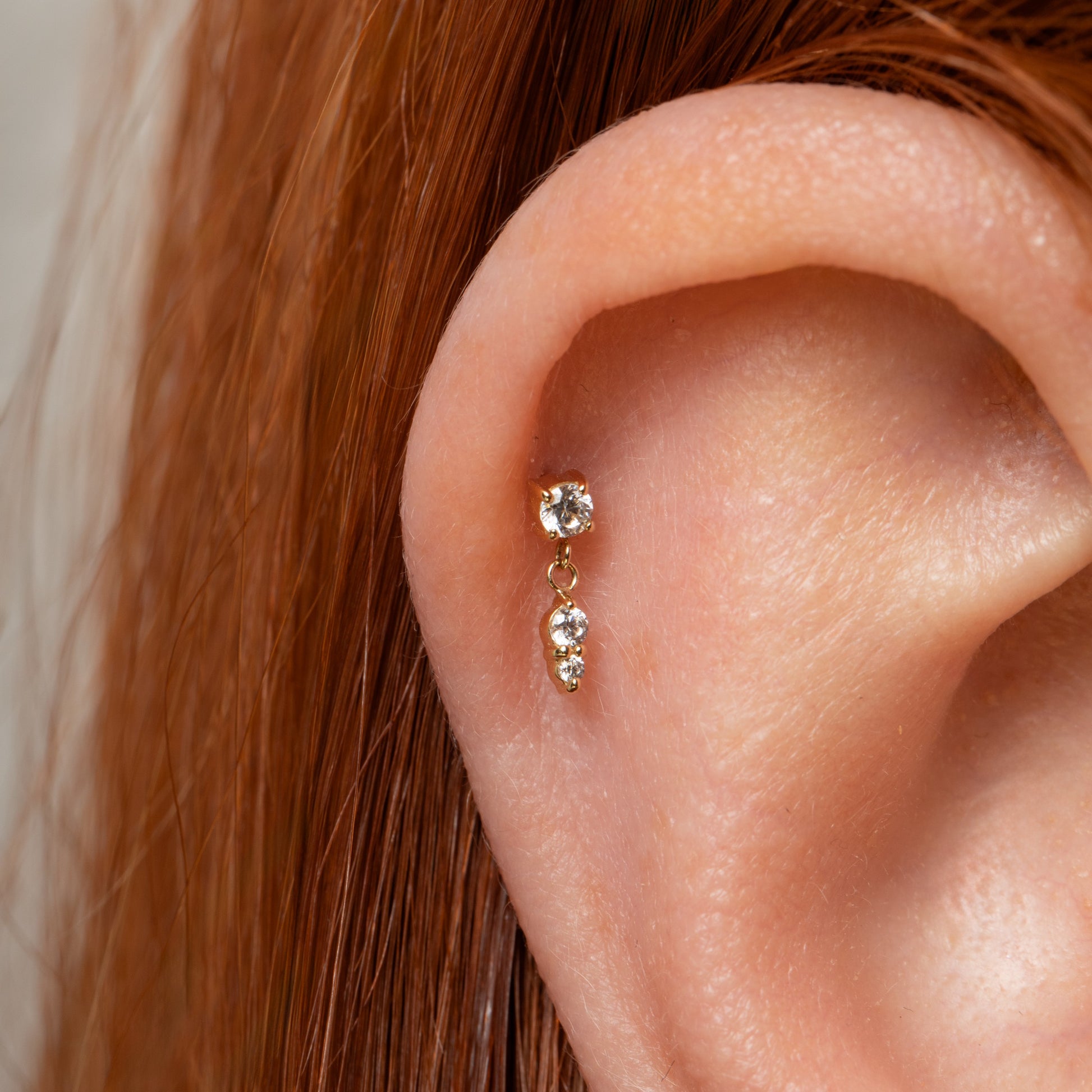 astrid miyu 14k solid yellow gold Drops of Jupiter flat back labret stud earring Cartilage Studs Laura Bond