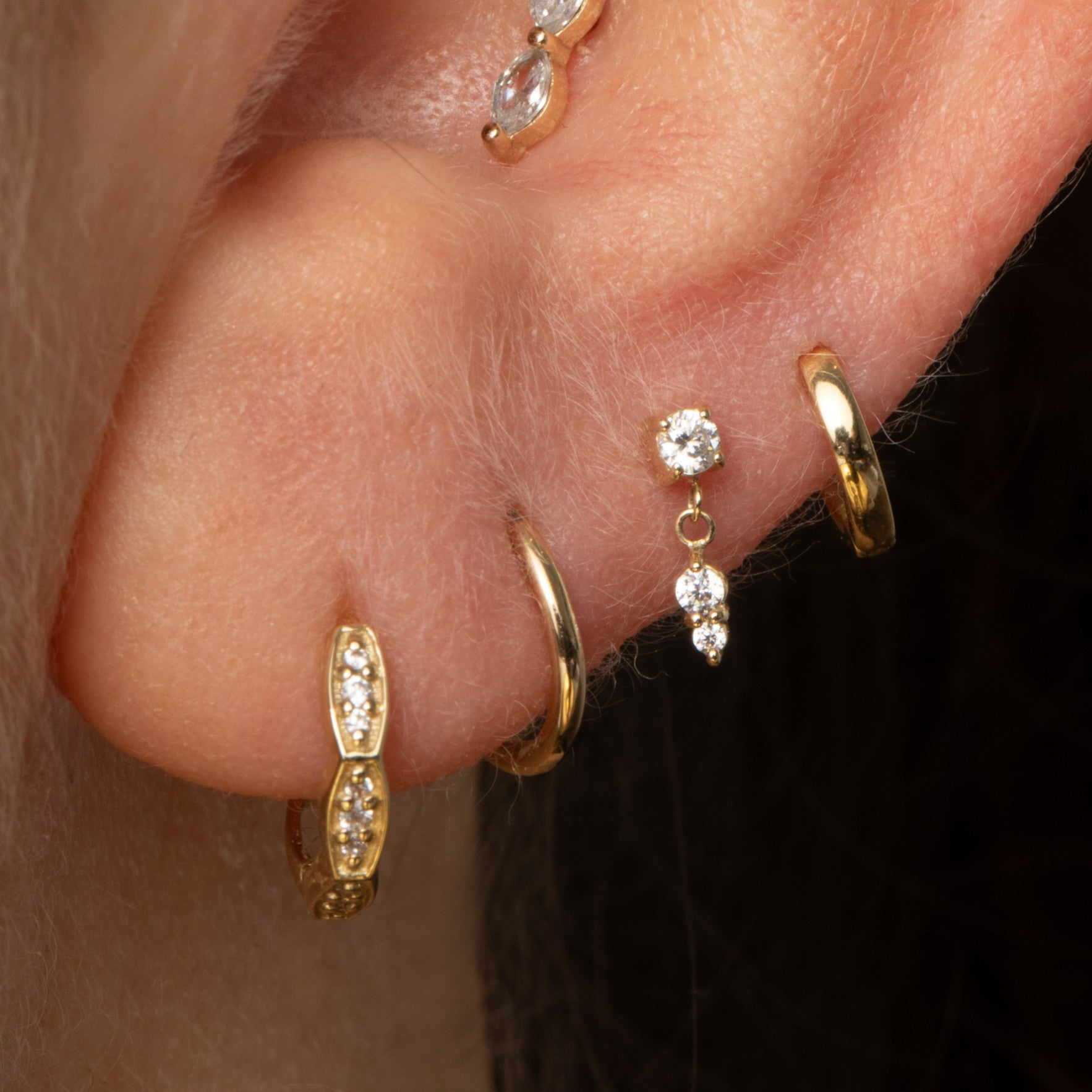 astrid miyu 14k solid yellow gold Drops of Jupiter flat back labret stud earring Cartilage Studs Laura Bond