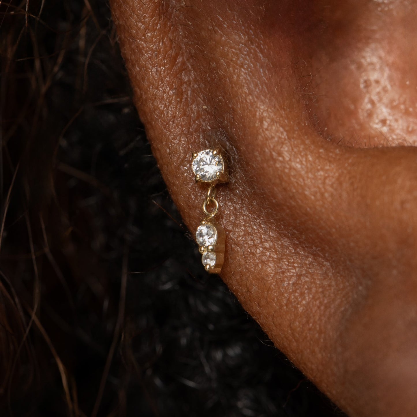 astrid miyu 14k solid yellow gold Drops of Jupiter flat back labret stud earring Cartilage Studs Laura Bond