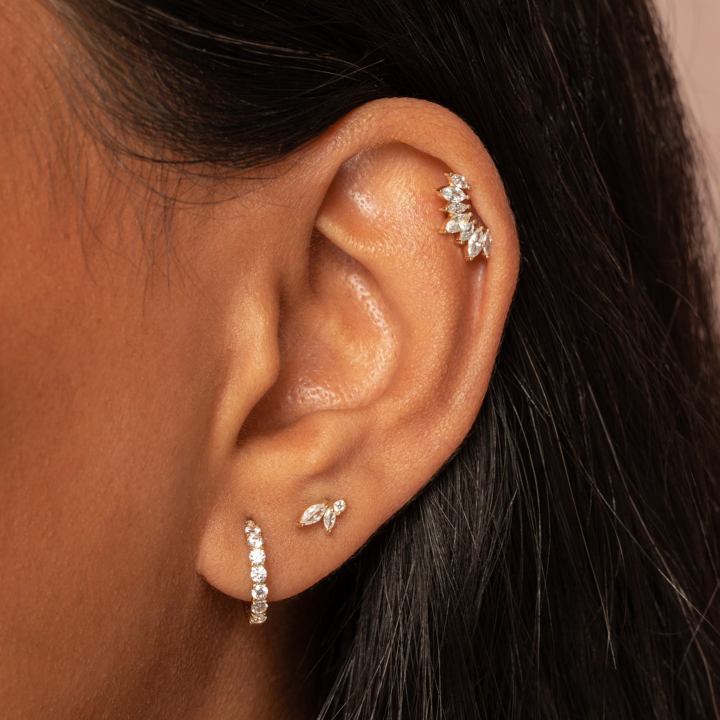 astrid miyu 9k solid yellow gold Empress flat back labret stud earring 6mm Cartilage Studs Laura Bond