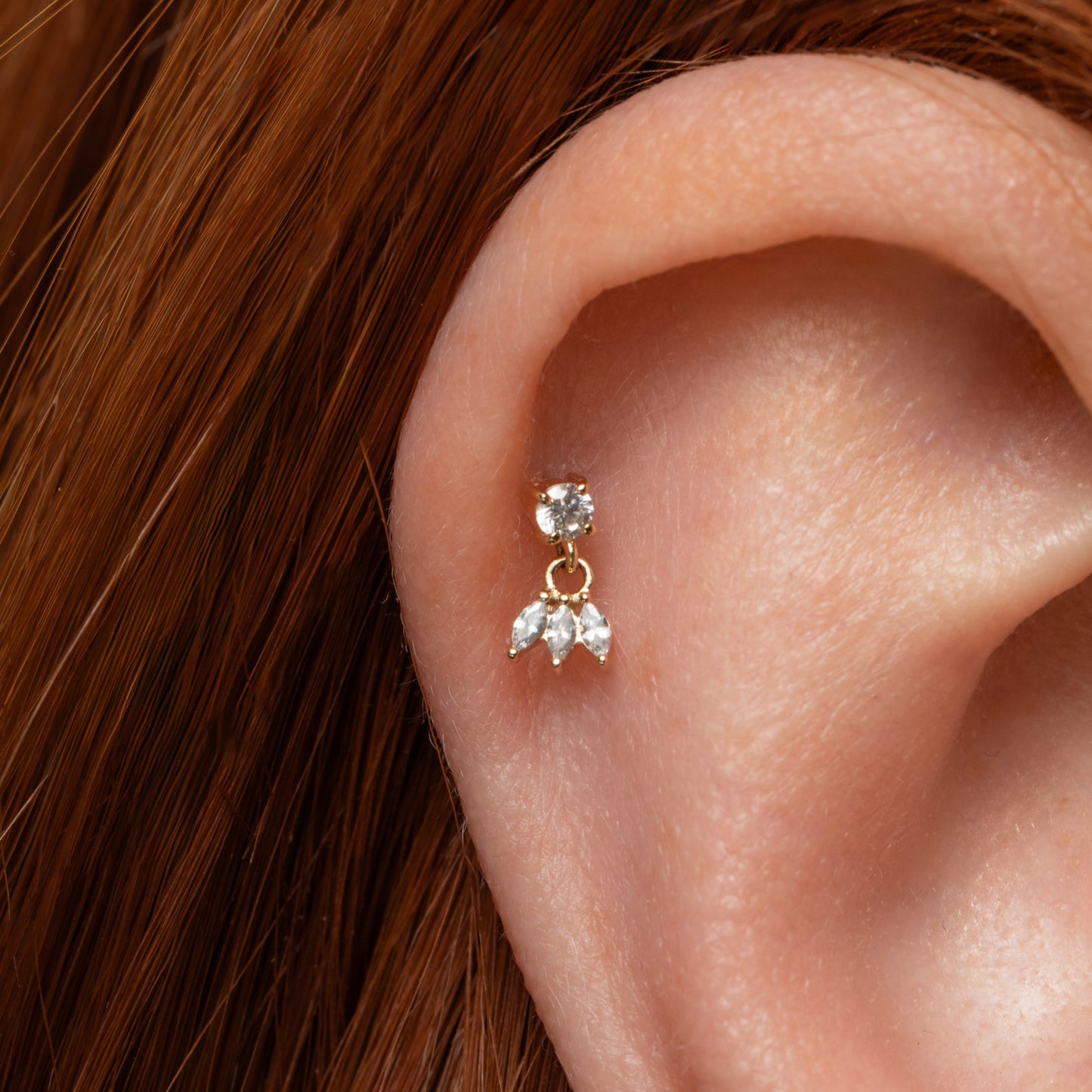 astrid miyu 14k solid yellow gold lotus charm flat back labret stud earring Cartilage Studs Laura Bond