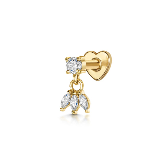 astrid miyu 14k solid yellow gold lotus charm flat back labret stud earring Cartilage Studs Laura Bond