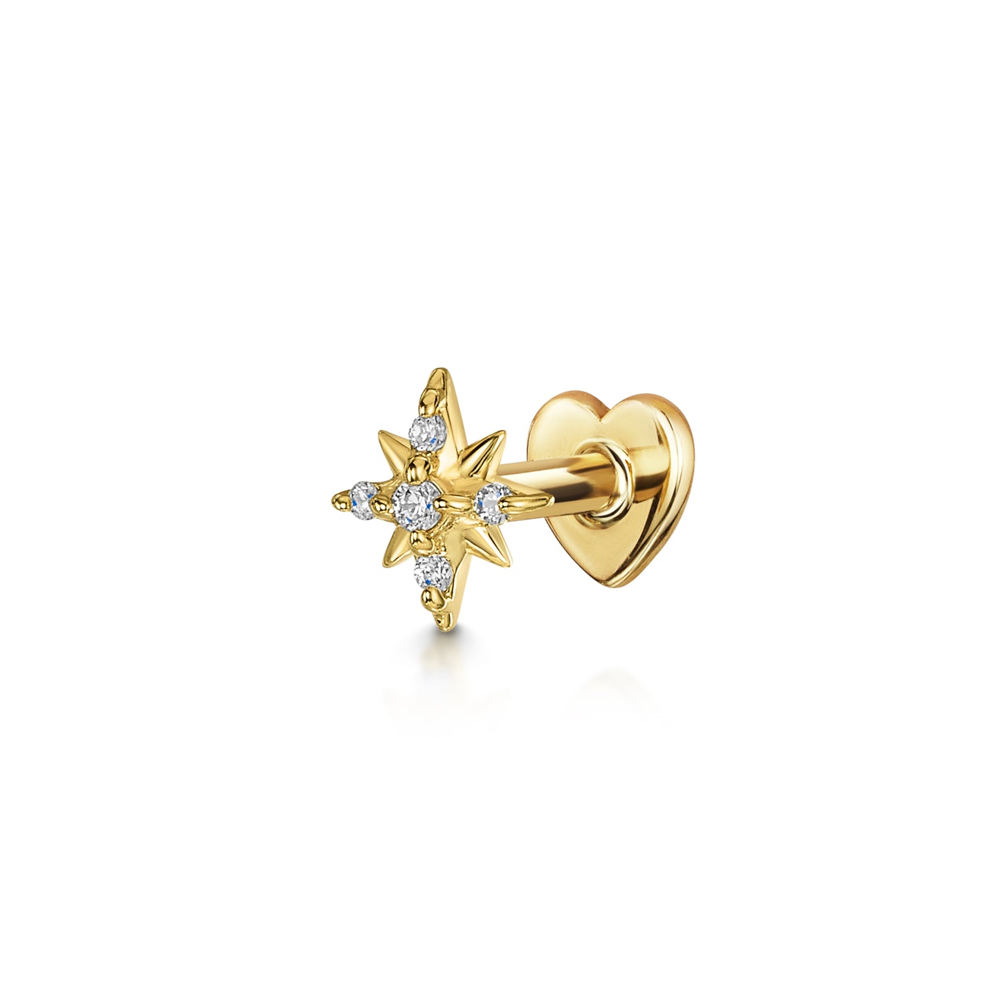 9k solid yellow gold Stella North Star flat back labret stud earring Cartilage Studs Laura Bond Maria Tash
