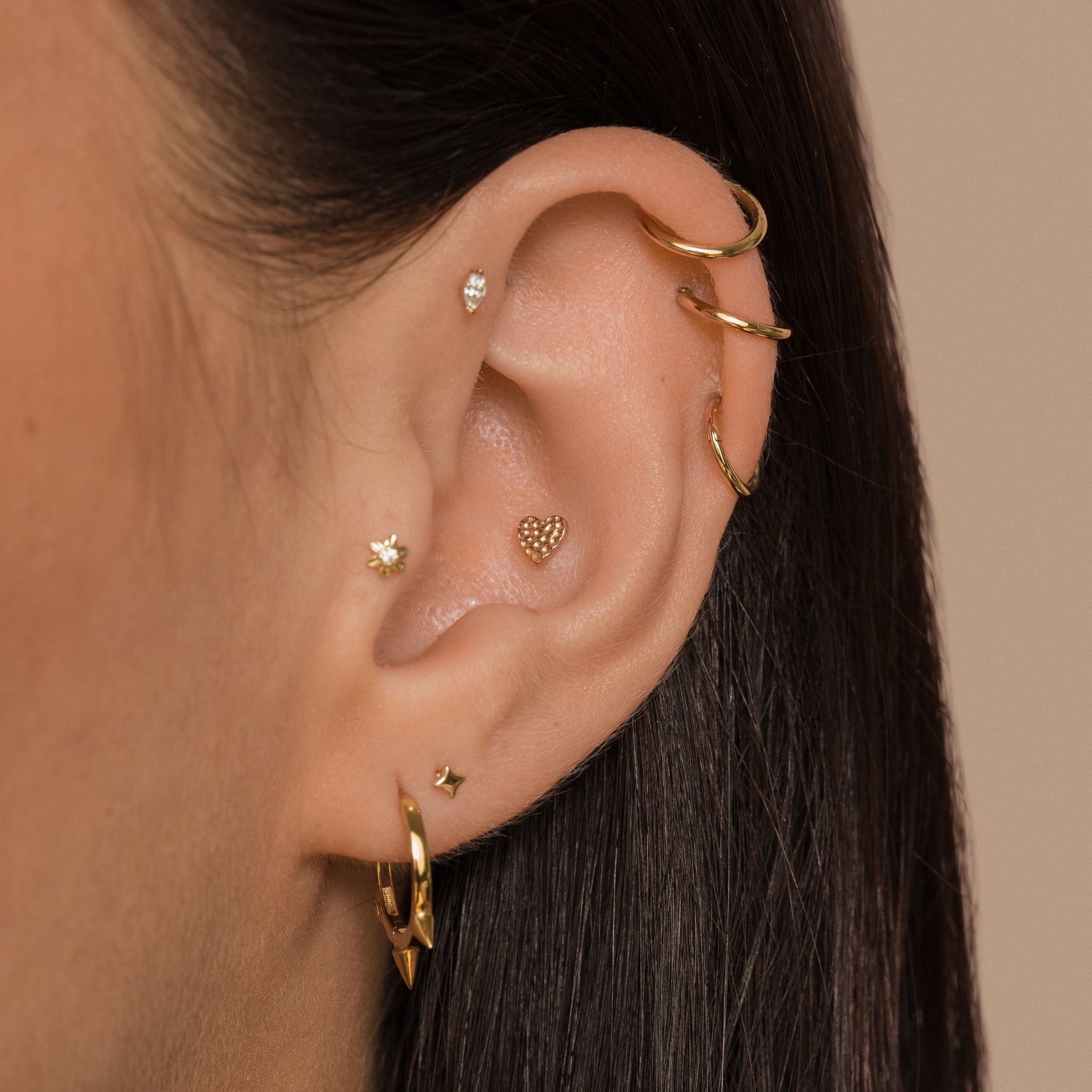 astrid miyu 9k solid yellow gold Wish flat back labret stud earring 6mm Laura Bond