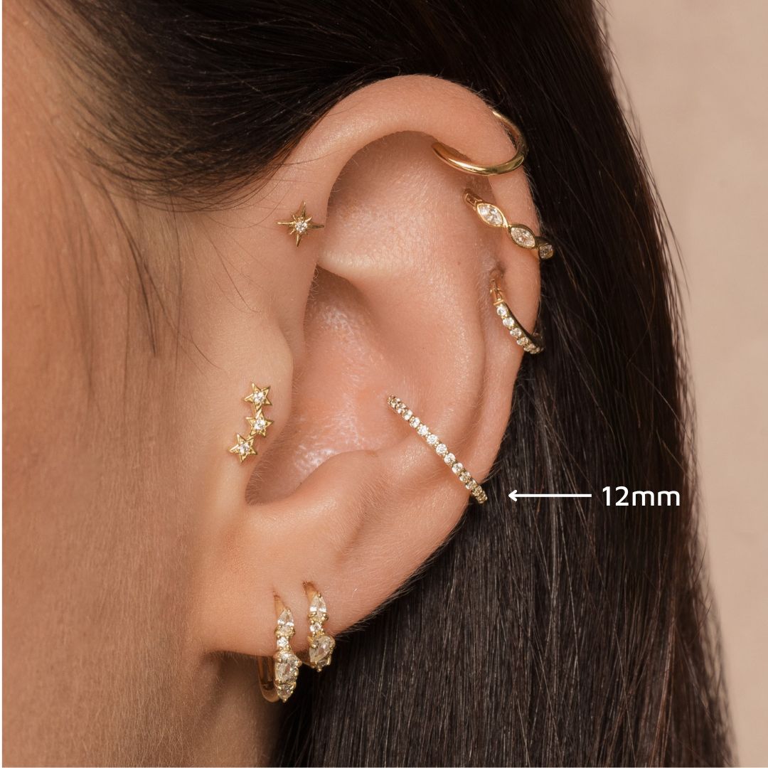 9k solid yellow gold crystal clicker hoop earring Huggies and Hoops Laura Bond Maria Tash astrid miyu