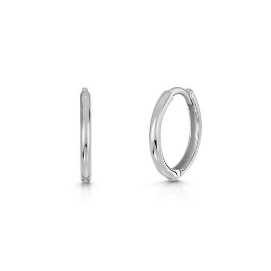 astrid miyu 9k solid white gold 10mm slim simple huggie earring pair Earring Pairs Laura Bond
