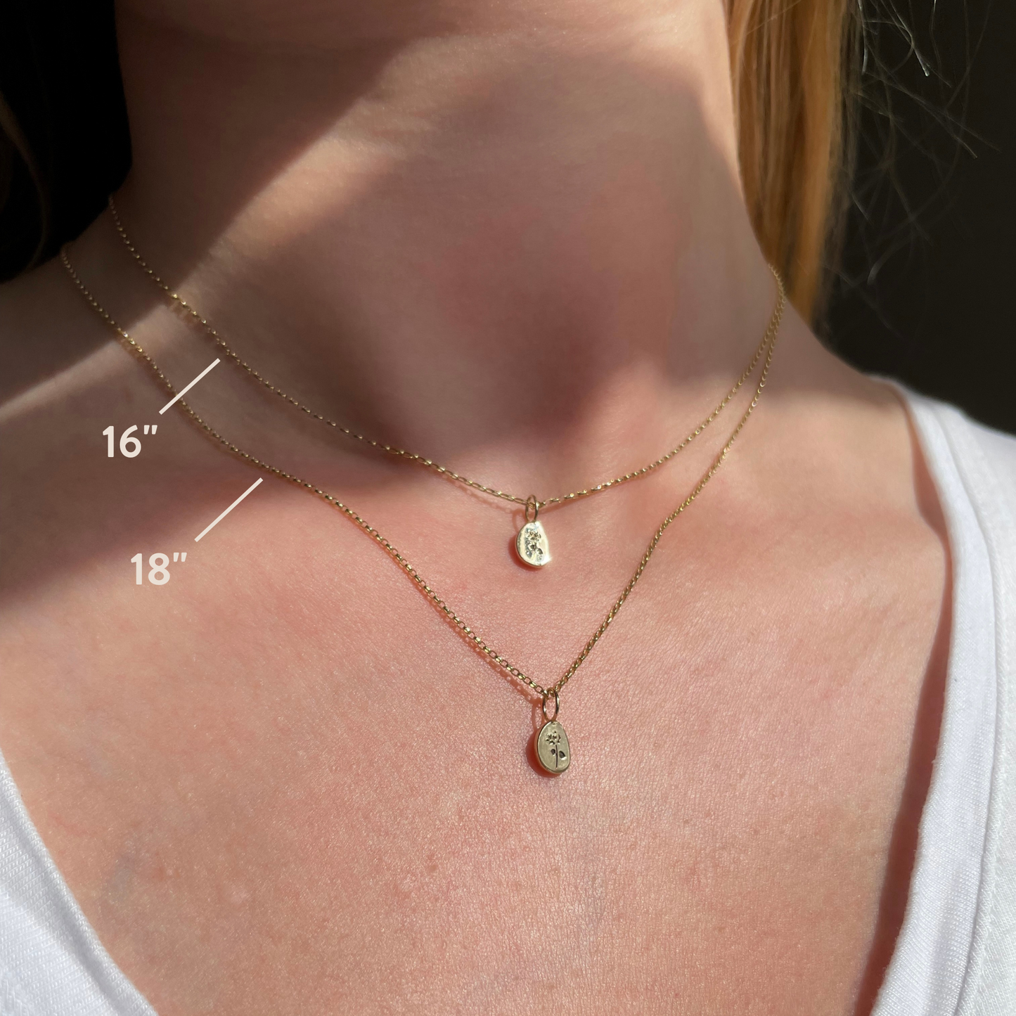 9k solid yellow gold tiny birth flower pebble necklace pendant
