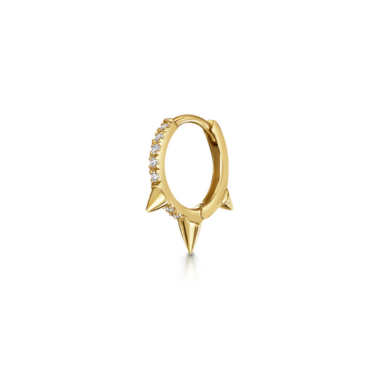 astrid miyu 9k solid yellow gold 8mm crystal spike huggie earring Huggies and Hoops Laura Bond