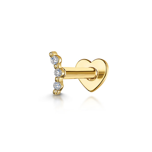 astrid miyu 14k solid yellow gold tiny pixie flat back labret stud earring 8mm Cartilage Studs Laura Bond