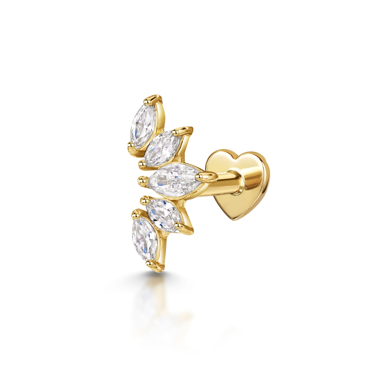 astrid miyu 14k solid yellow gold tiara flat back labret stud earring 8mm Cartilage Studs Laura Bond