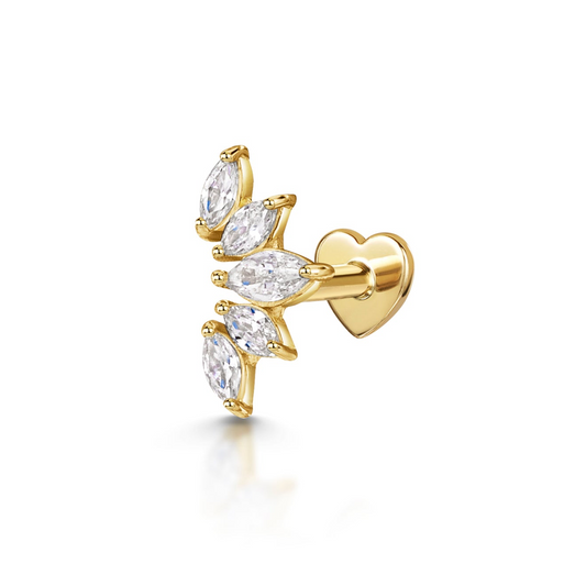 astrid miyu 14k solid yellow gold tiara flat back labret stud earring 8mm Cartilage Studs Laura Bond