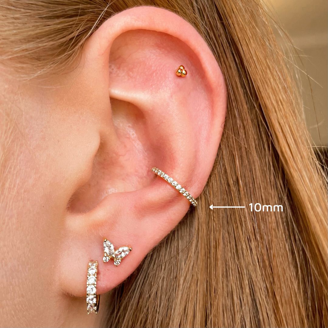 9k solid yellow gold crystal clicker hoop earring Huggies and Hoops Laura Bond Maria Tash astrid miyu