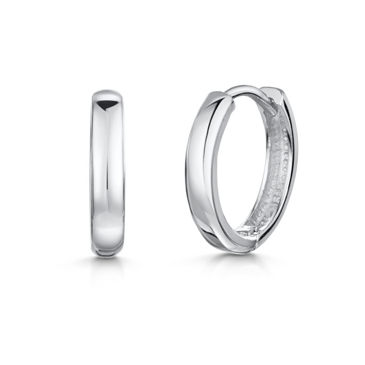 astrid miyu 9k solid white gold 11mm simple huggie earring pair Earring Pairs Laura Bond