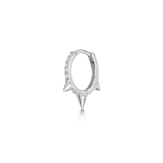 astrid miyu 9k solid white gold 8mm crystal spike huggie earring Huggies and Hoops Laura Bond
